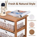 Mobiletto con 5 Cesti per Casa in Vimini e Legno di Platano legno e bianco 40x29x90 cm