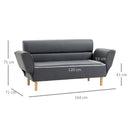 Divano 2 Posti 164x71x75 cm in PVC Grigio