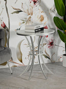 Tavolinetto Istanbul Ø56x68 cm in Ferro e Marmo Argento e Bianco      