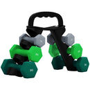 Set 6 Pesi Manubri con Supporto Coppie da 1-2-3 Kg in Metallo Verde e Nero   