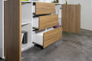 Credenza 2 Ante + 3 Cassetti 160x41,4x86 cm Bloom Bianco Lucido e Noce