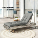 Cuscino per Chaise Lounge 198 x 65 cm da Esterno UV50+ Imbottitura in Cotone PP Grigio Chiaro      