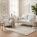 Divano 2 Posti 131x78x83 cm con Braccioli Imbottitura Spessa e 2 Cuscini in Tessuto Bianco      