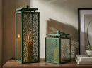 Lanterne Hall Coppia 15x14,5x41,5 cm in Metallo e Vetro Verde      