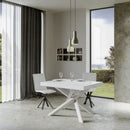 Tavolo Allungabile 140-400x90x77 cm Volantis Premium Bianco Frassino Telaio Bianco 