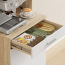Credenza da Cucina 55x40x175 cm con Ripiani Aperti 2 Armadietti e Cassetto in Legno e Metallo Bianco e Legno      