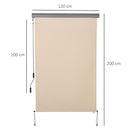 Tenda da Sole Avvolgibile da Soffitto 120x200 cm con Manovella Beige