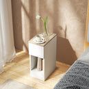 Set 2 Comodini Moderni con Cassetto e Ripiano in Legno 20x30x50 cm Bianco e Rovere   