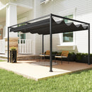 Pergola da Esterno 3x2,1 m con Tettuccio Retrattile in Metallo e Poliestere Nero      