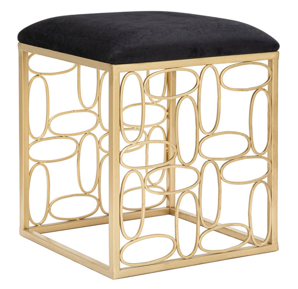 Sgabello Bubbles 38x38x46 cm in Ferro e Spugna e Tessuto Oro e Nero prezzo