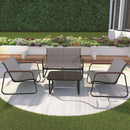 Set Salotto da Giardino 4 Posti Tavolino con Top in Vetro Nero Saint Martin      