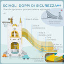 Set Gioco 8 in 1 per Bambini 2 Scivoli Altalena Canestro Tunnel Giallo   