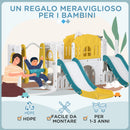 Set Gioco 8 in 1 per Bambini 2 Scivoli Altalena Canestro Tunnel Giallo   