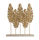 Scultura Long Leaf 47x10x57,5 cm in Ferro e MDF Oro-1