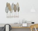 Pannello e Legno Foglie 75x2,5x87 cm in Ferro e MDF Oro e Argento-7