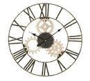 Orologio da Muro Ingranaggi Ø70x4,5 cm in Ferro e MDF Nero-1