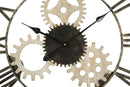 Orologio da Muro Ingranaggi Ø70x4,5 cm in Ferro e MDF Nero-6