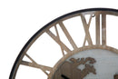 Orologio da Muro World Class Ø60x6 cm MDF e in Ferro Marrone-2
