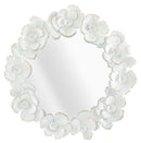 Specchio Bianco Flower 82x2,6x85,5 cm in Ferro Specchio e MDF Bianco e Oro-1