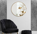 Specchio With Flower 75x3,5x72 cm in Ferro e MDF Oro-5