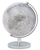 Mappamondo Bianco Ø20x28 cm in Ferro e Plastica Bianco e Argento-1