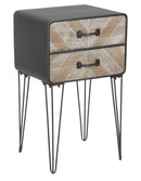 Mobiletto 2 Cassetti Oklahoma 41x34,5x70 cm in Ferro e MDF Marrone e Nero-1