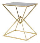 Tavolo da Caffé Piramid 57x46x68 cm in Ferro e Vetro Oro e Nero-3