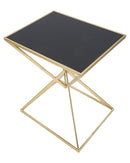 Tavolo da Caffé Piramid 57x46x68 cm in Ferro e Vetro Oro e Nero-4