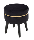 Sgabello Paris Nero Ø35x40,5 cm in Legno Spugna e Poliestere Nero e Oro-1