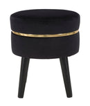 Sgabello Paris Nero Ø35x40,5 cm in Legno Spugna e Poliestere Nero e Oro-2