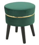 Sgabello Paris Verde Ø35x40,5 cm Legno Spugna e Velluto Sintetico Verde e Oro e Nero-3