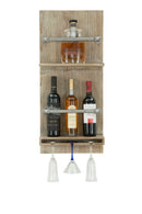 Porta Bottiglie-Bicchieri Tube Verticale 34x12x76 cm MDF e in Ferro Naturale e Argento-1