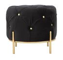 Puff Diamond Glam Nero Ø45x40 cm in Ferro e MDF e Spugna e Poliestere Nero e Oro-2