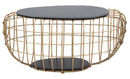 Tavolo da Caffé Oro Spider 119x75x55 cm in Ferro e MDF e PU Nero e Oro-2