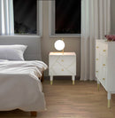 Comodino Luxy 45x40x51 cm in Legno e MDF e in Ferro Bianco e Oro-9