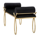 Panca Ribbon Nera 112,5x49x53 cm in Ferro e MDF e Spugna e Poliestere Nero e Oro-2