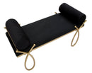 Panca Ribbon Nera 112,5x49x53 cm in Ferro e MDF e Spugna e Poliestere Nero e Oro-4