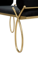 Panca Ribbon Nera 112,5x49x53 cm in Ferro e MDF e Spugna e Poliestere Nero e Oro-6