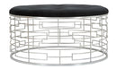 Puff Ice Ø91,5x47 cm in Ferro e MDF e Spugna e Poliestere Argento e Nero-2
