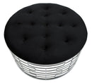 Puff Ice Ø91,5x47 cm in Ferro e MDF e Spugna e Poliestere Argento e Nero-3