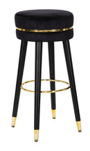Sgabello Bar Paris Ø35x74 cm in Legno e Tessuto Vellutato Nero-1