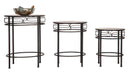 Tavolinetti Essential Tris Ø46x58-40x50-34x44 cm in Ferro e MDF Nero e Marrone-2