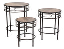 Tavolinetti Essential Tris Ø46x58-40x50-34x44 cm in Ferro e MDF Nero e Marrone-5