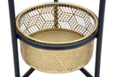 Porta Vasi Doppio Ø23x80 cm in Ferro Nero e Oro-4