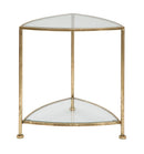 Comodino 2 Ripiani Triangle 45x45x50 cm in Ferro e Vetro Oro-2