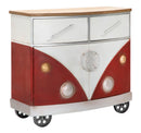 Mobiletto Van 90x42x81 cm Legno di Abete e MDF e in Ferro Rosso e Bianco-1