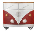 Mobiletto Van 90x42x81 cm Legno di Abete e MDF e in Ferro Rosso e Bianco-2