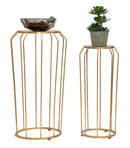 Tavolinetti Thing Coppia Ø38x70-26,8x60 cm in Ferro Oro-2