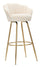 Sgabello Bar Vienna Crema 55x53x110 cm Spugna e Tessuto e Metallo Crema e Oro