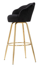 Sgabello Bar Vienna Nero 55x53x110 cm Spugna e Tessuto e Metallo Nero e Oro-3